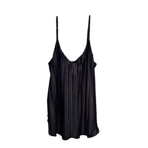 DALIA Black Pleated Tank Top Sleeveless Blouse Spaghetti Strap See Meaurements